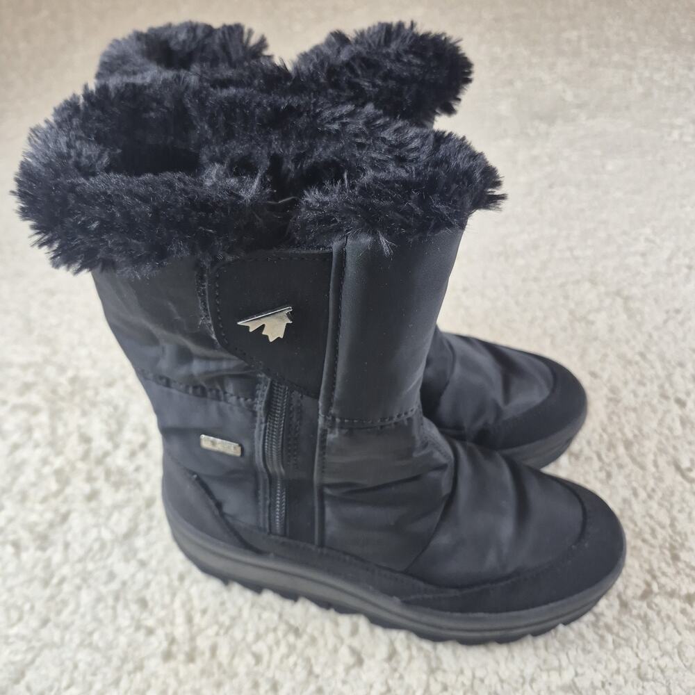 Pajar Canada Women's Fur Waterproof Winter Snow Boots Black Size 36 EU /5.5-6 US